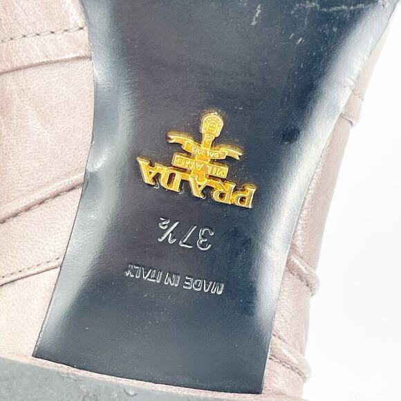 Prada F/W 2017 Dove Gray Multi Buckle Moto Grunge Square Toe Ankle Boot IT 37.5 - Picture 14 of 15